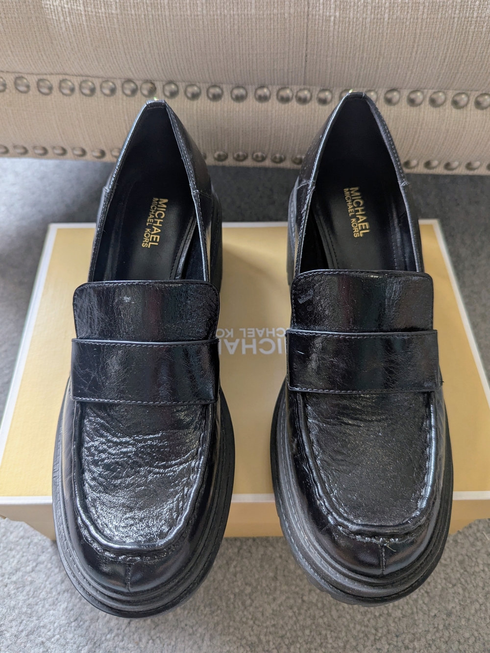 Michael Kors Women’s Black Leather Penny Loafers